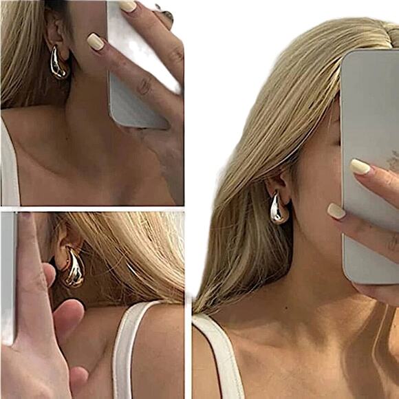 Silver Water Drop Tear Drop Earrings - Picture 5 of 6